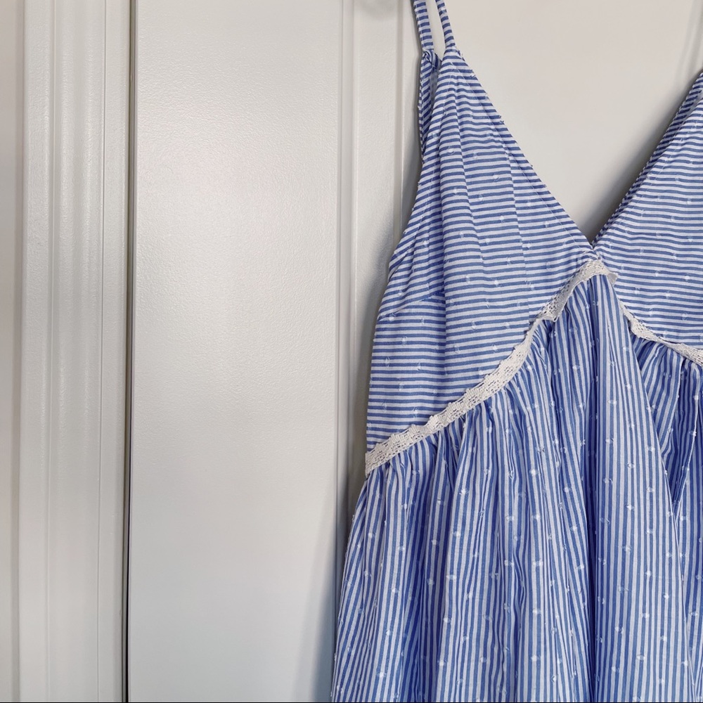 blue and white striped sun dress